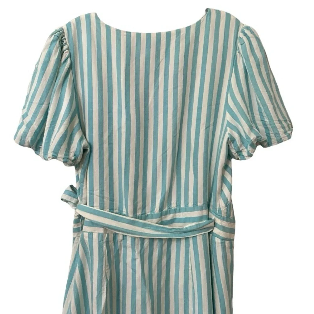 Draper James Puff Sleeves Striped Wrap Dress